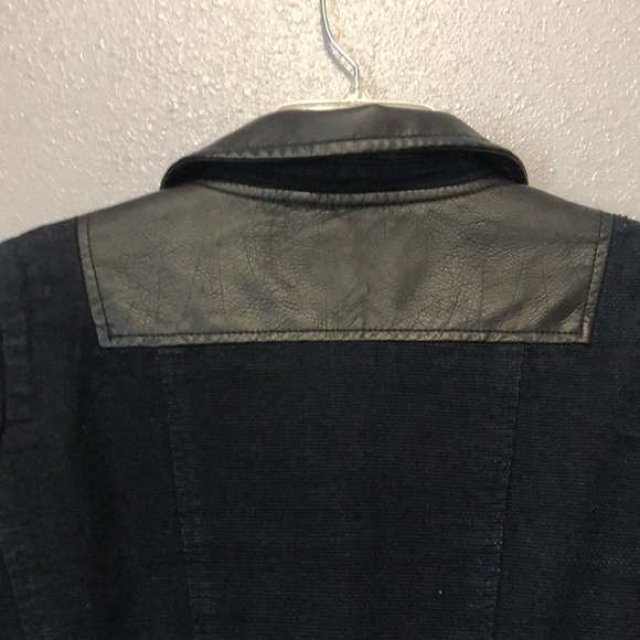 Blank NYC blue black canvas faux leather jacket Women's M biker motorcycle punk - Picture 13 of 16